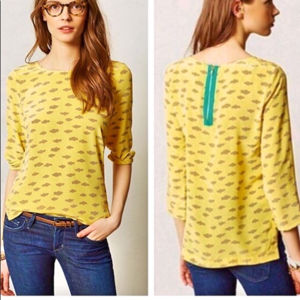 Anthropologie  Linosa Cloud Print Blouse